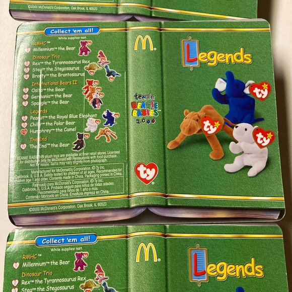 McDonald's Ty Beanie Babies "Legends" Chilly, Humphrey & Peanut - New Unopen - Picture 7 of 13
